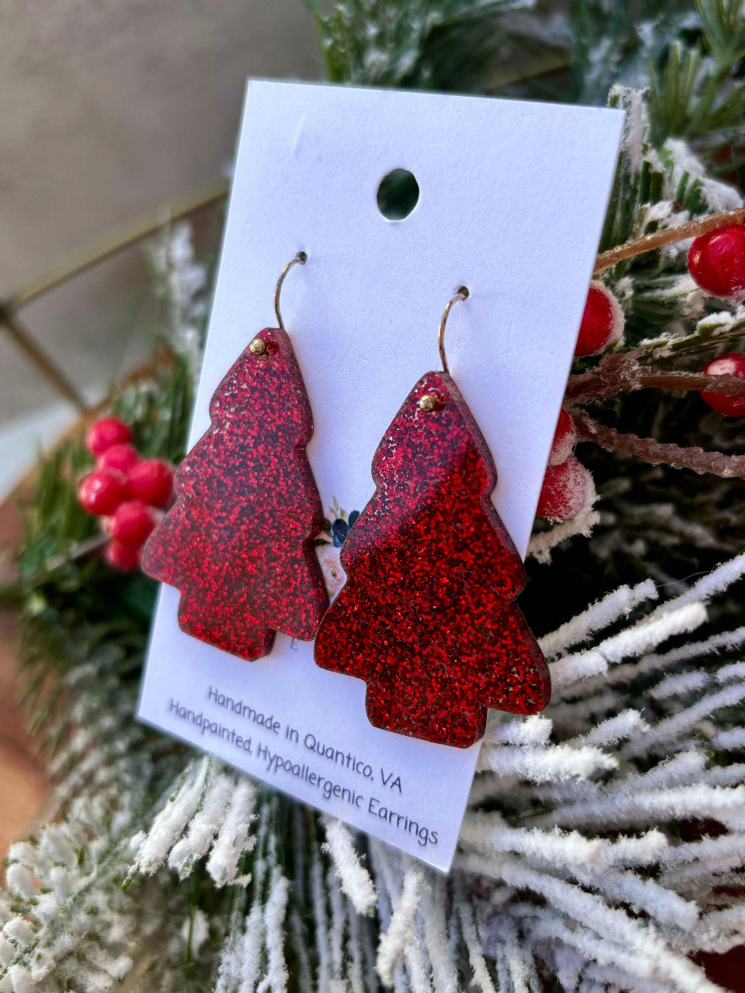 Red Fine Glitter Chunky Trees