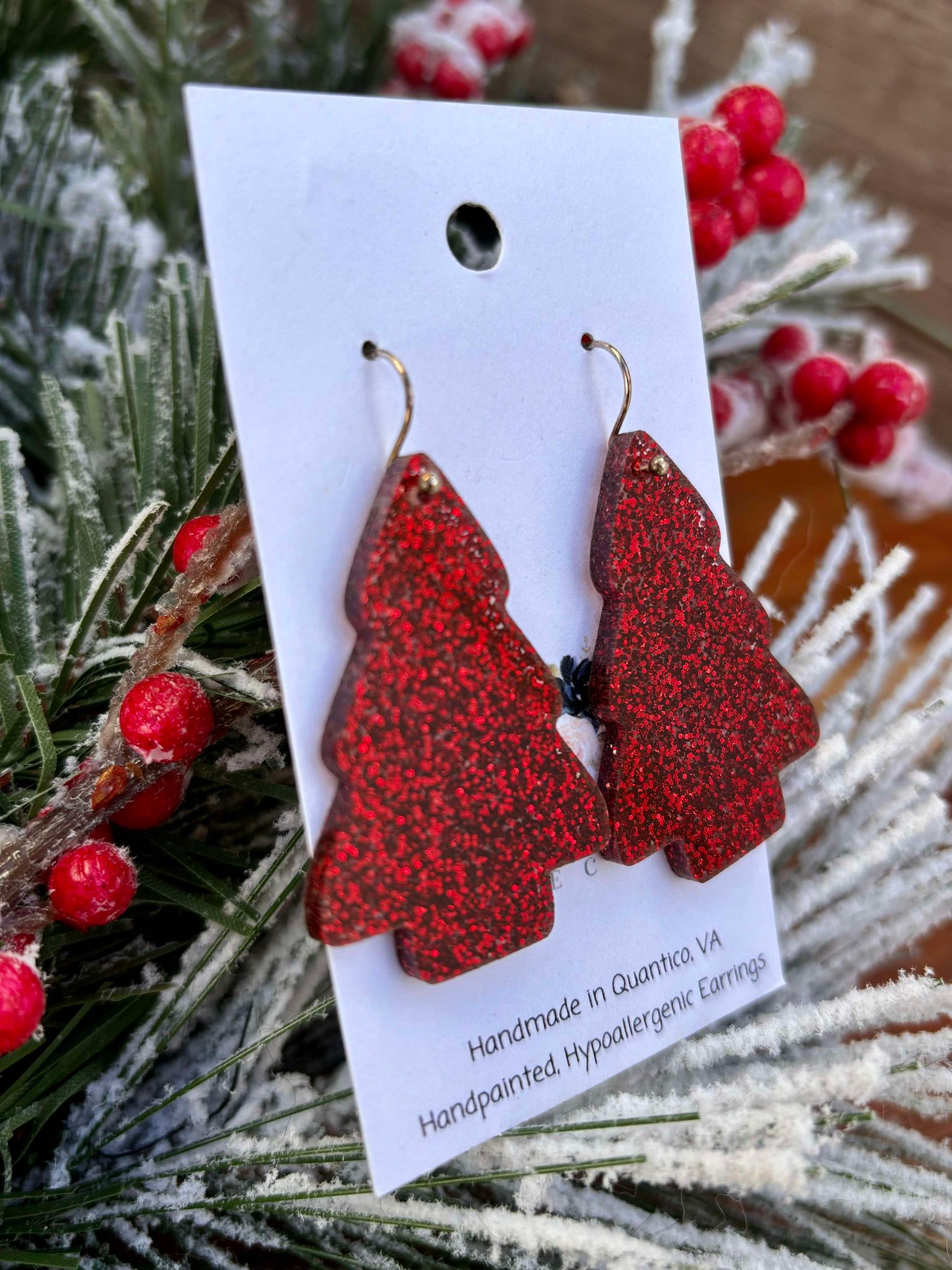 Red Fine Glitter Chunky Trees