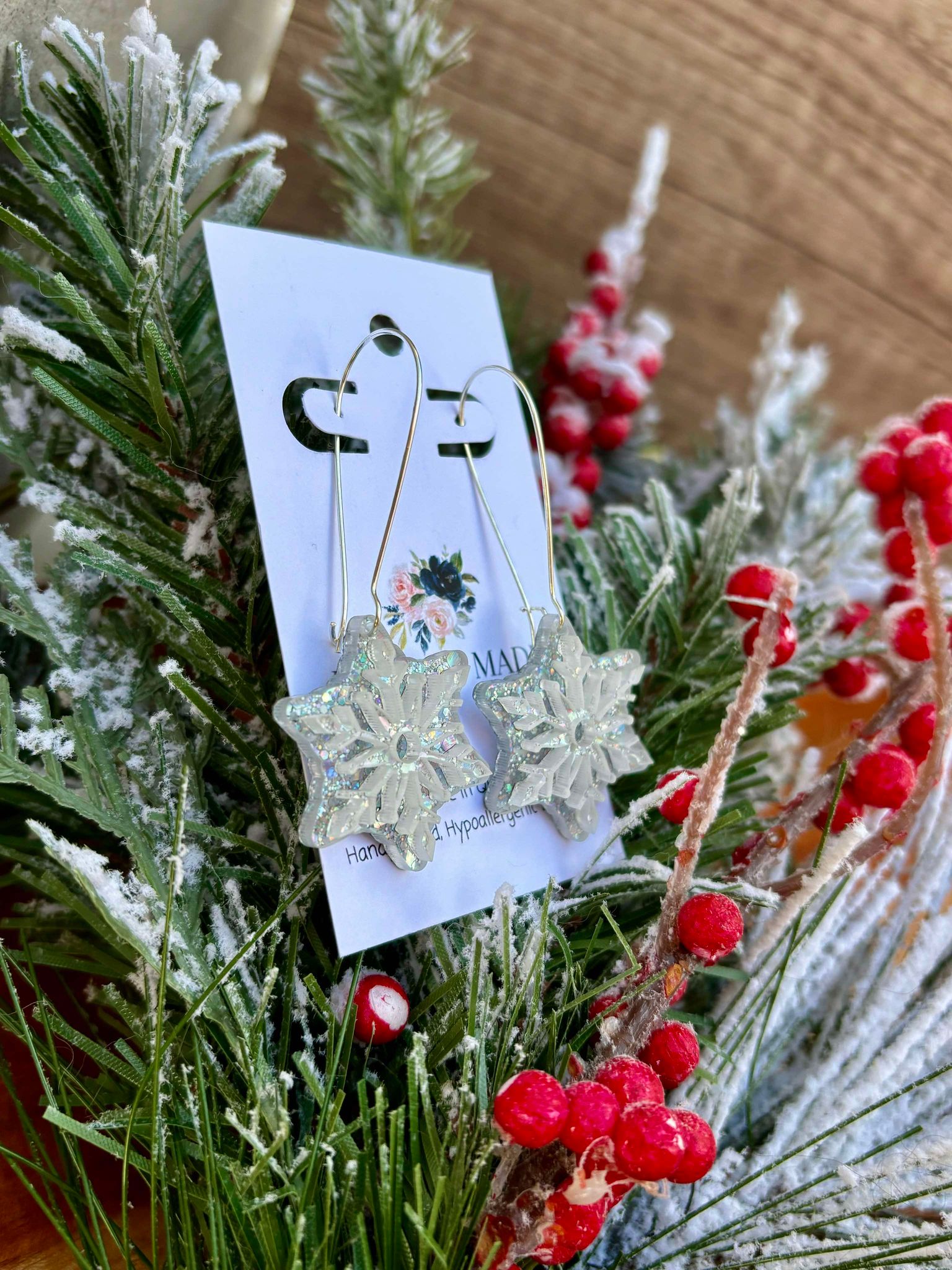 Silver Snowflake Drops