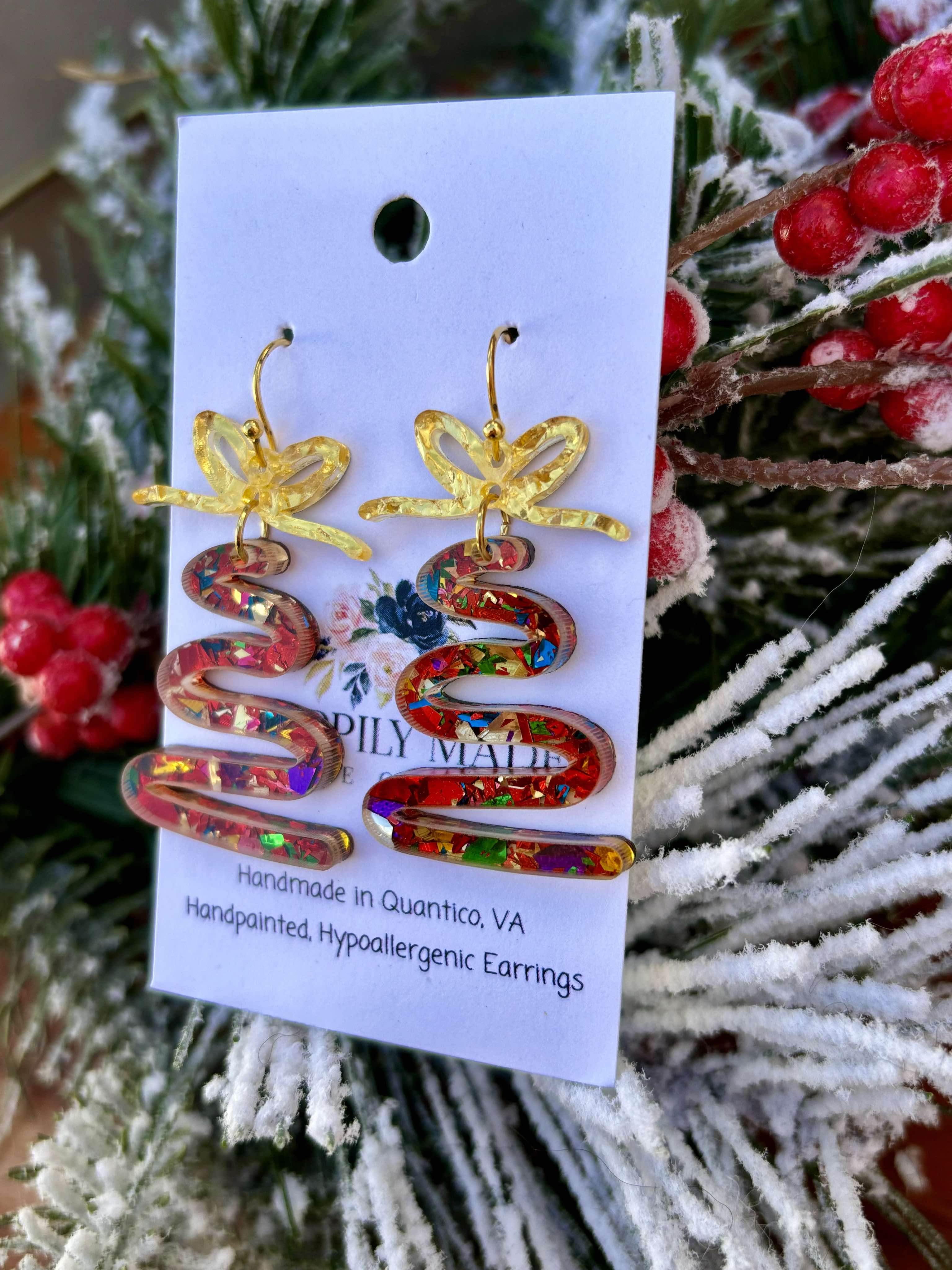Christmas Kringle Swirly Earrings