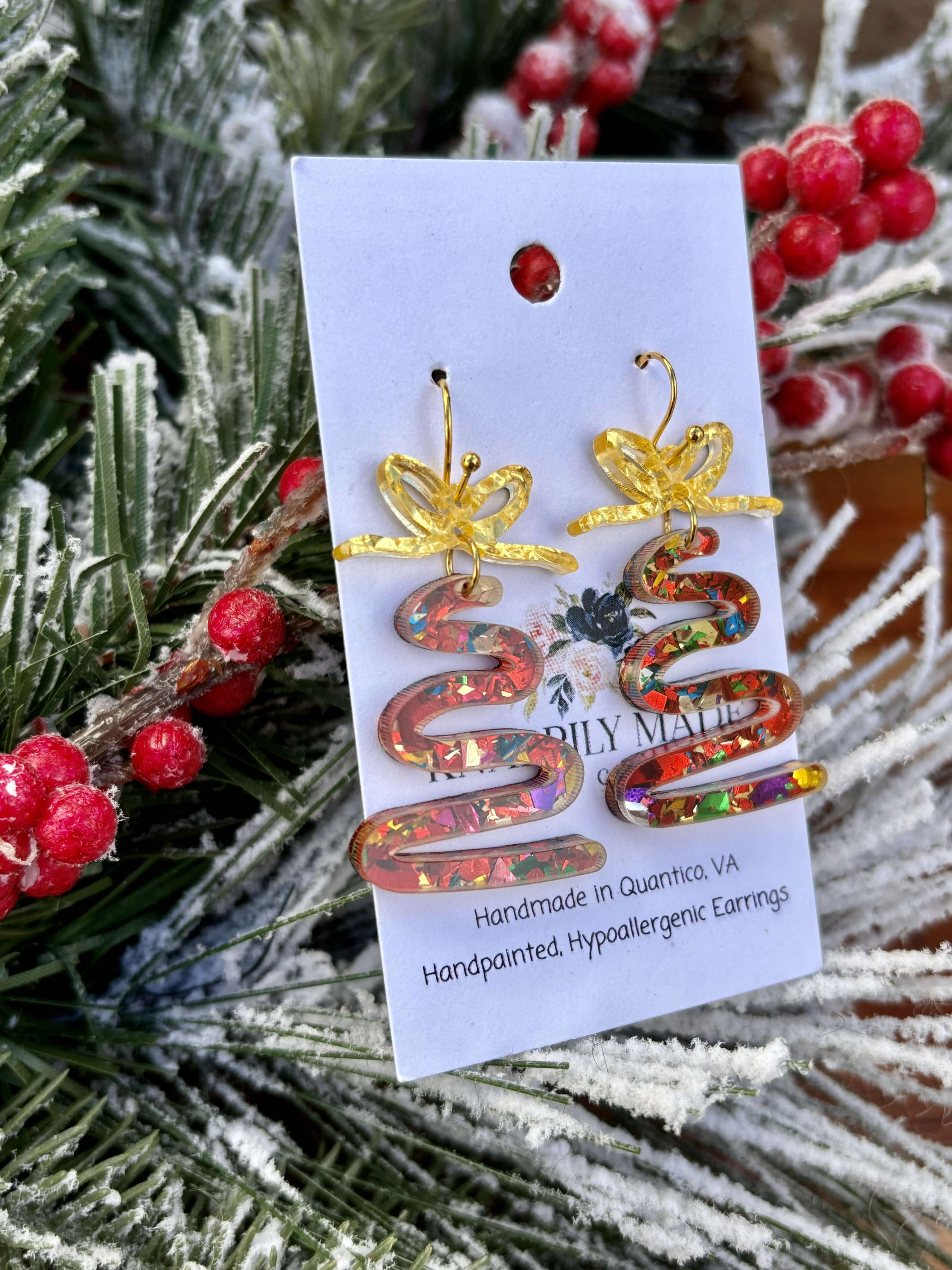 Christmas Kringle Swirly Earrings