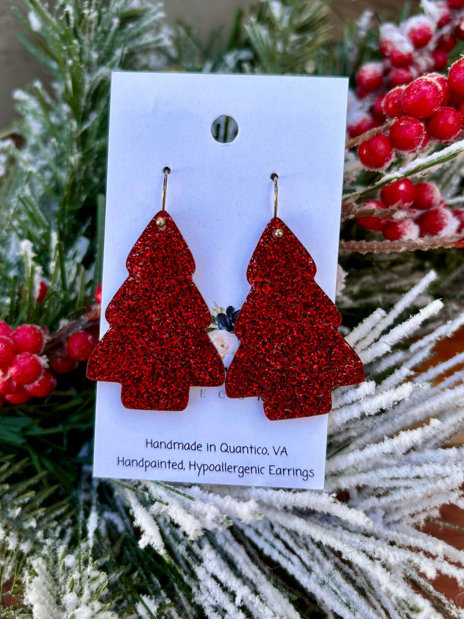 Red Fine Glitter Chunky Trees