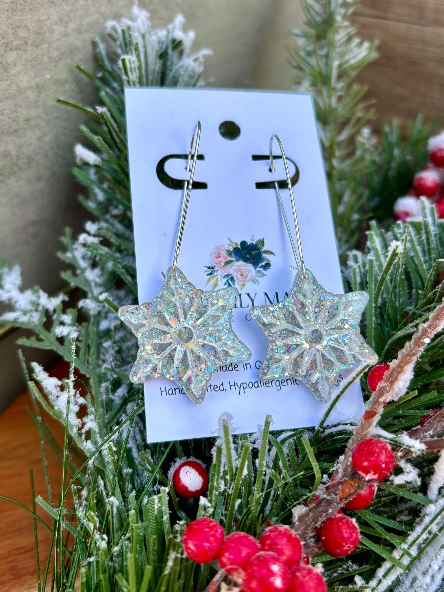 Silver Snowflake Drops