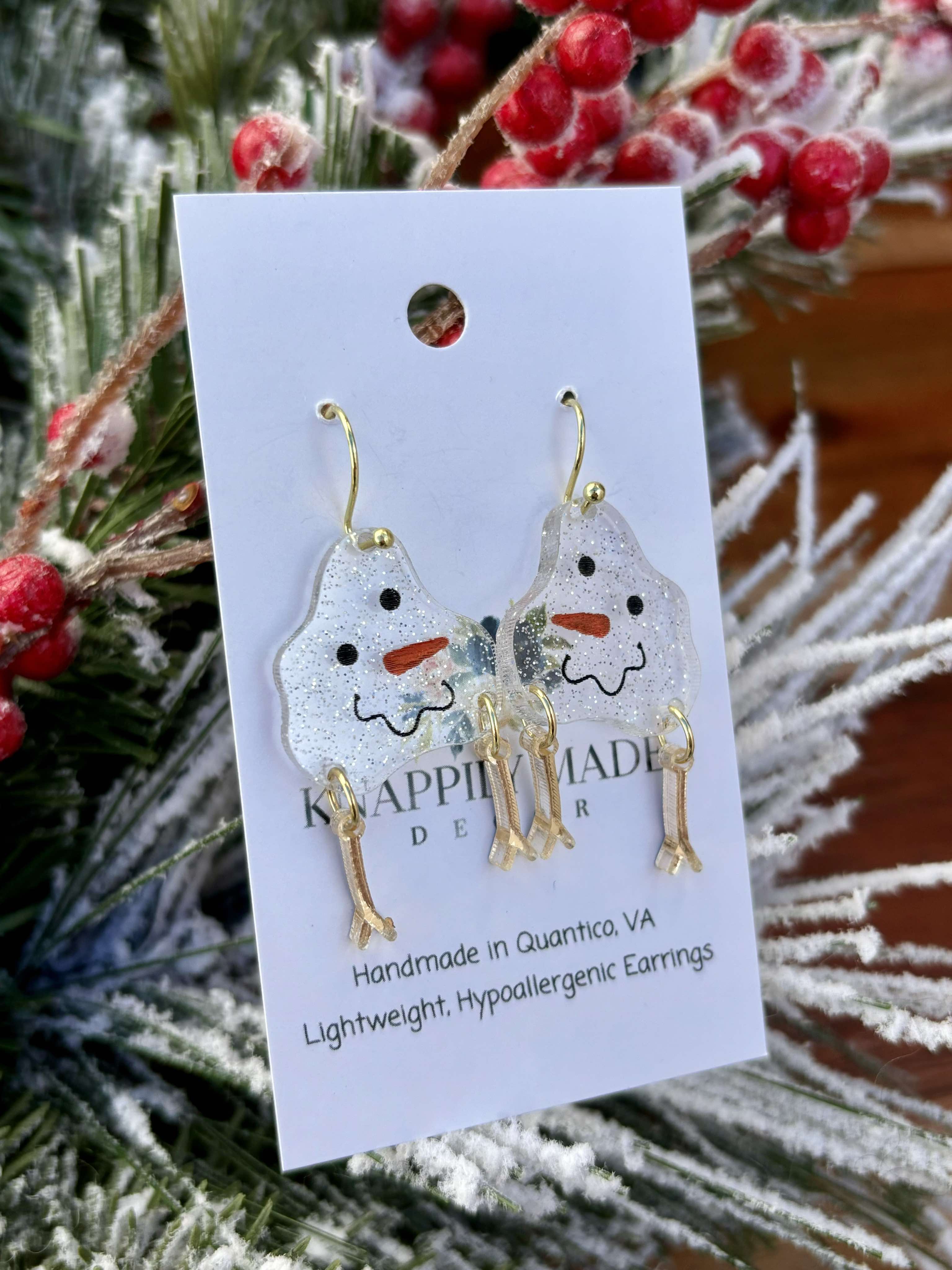 Melted Snowman Earrings
