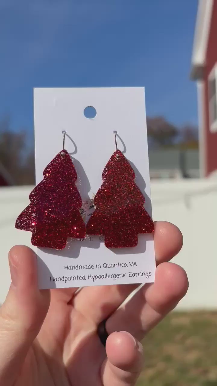 Red Fine Glitter Chunky Trees